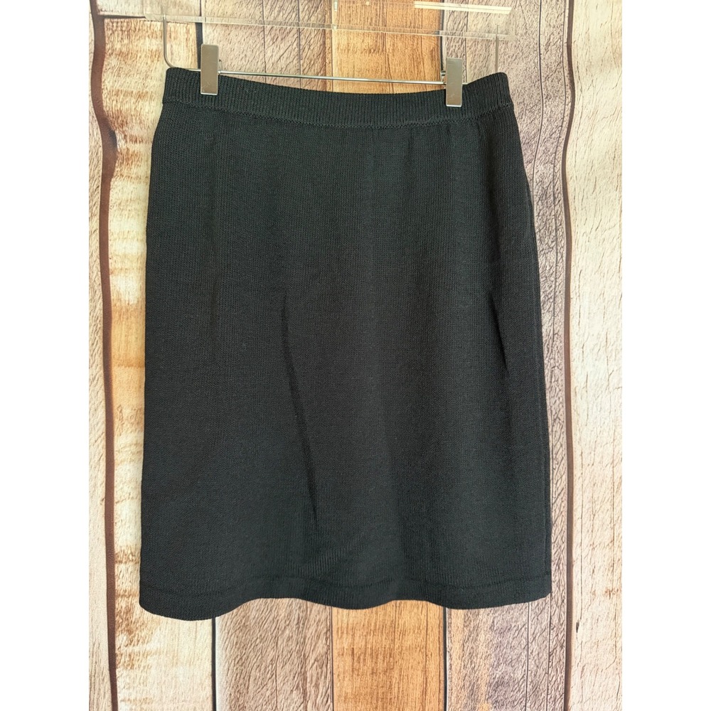 St. John Basics Santana Knit‎ Pull On Pencil Skirt Black Classic Career Size 6